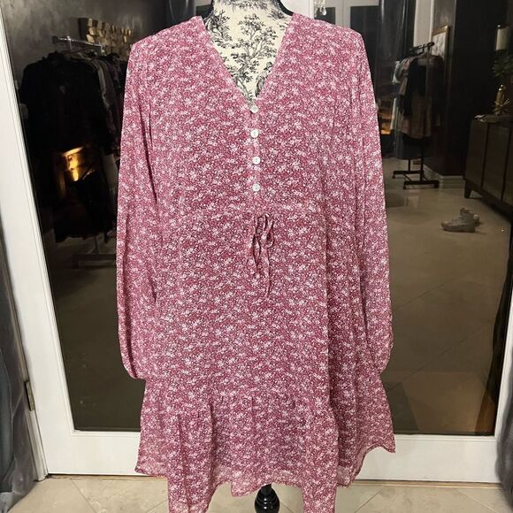 Wishlist floral long sleeve mini dress size medium - Picture 2 of 10